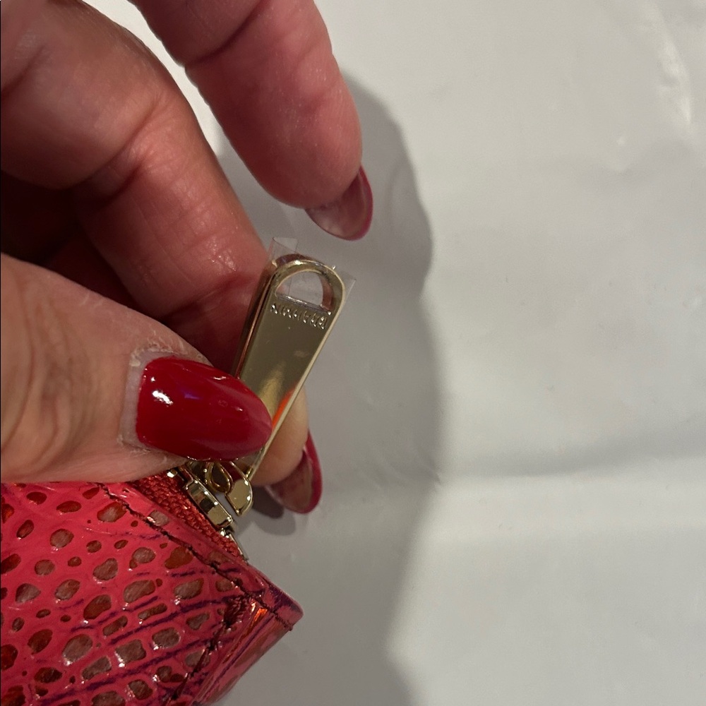 Brahmin Shiny Red Croc-Embossed Mini Coin Pouch with Gold Hardware NWT - Picture 3 of 10